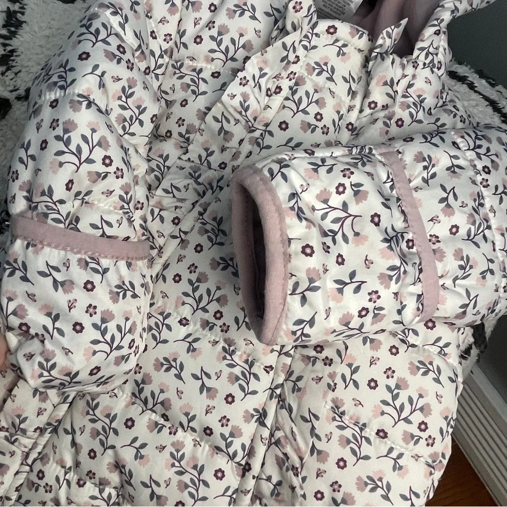 Little Lass Baby Floral Fleece-Lined Puffer Snowsuit Bunting 3–6M Winter